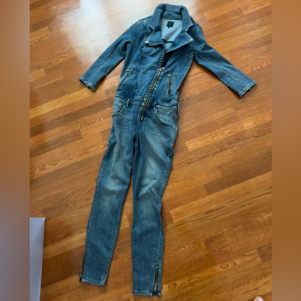 Rta Denim Jumpsuit with Zipper Details
